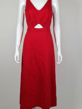 Lilly Pulitzer Women's Red Keyhole V Neck Shift Cutout Midi Dress Size 10